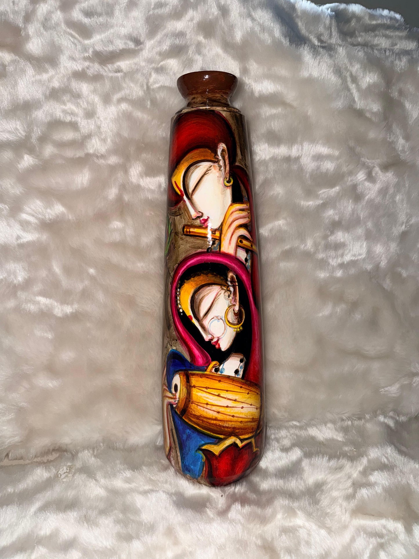 Hand-Painted Musical Couple Terracotta Pot