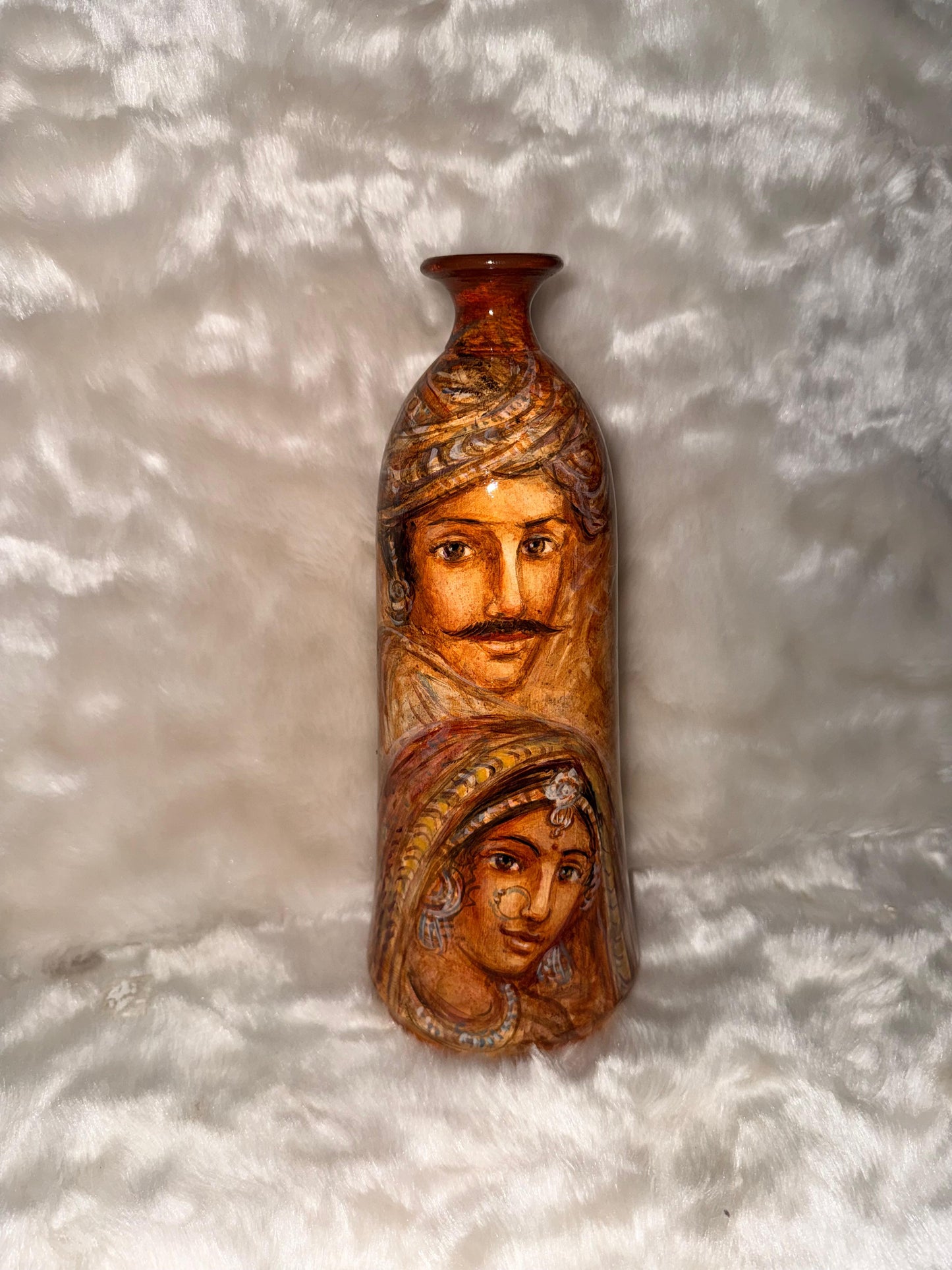 Earthy Tone Decorative Pot with Couple Portrait