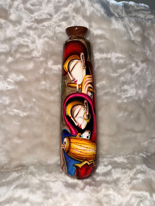 Hand-Painted Musical Couple Terracotta Pot