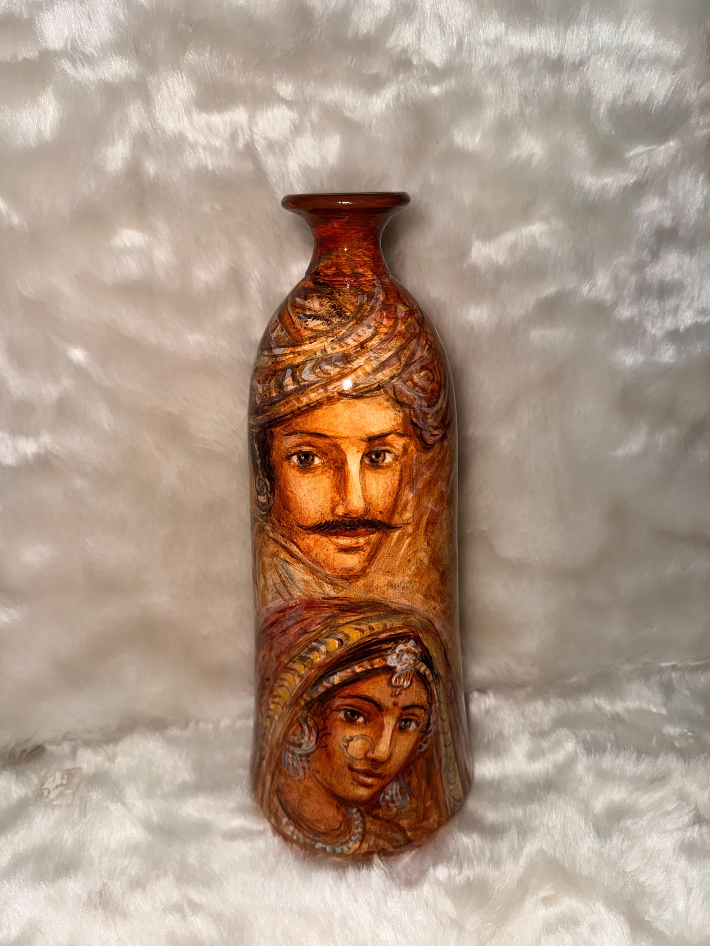 Earthy Tone Decorative Pot with Couple Portrait