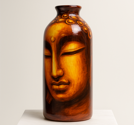 Tranquil Meditation Buddha Face Artisan Vase | Earthenware Pot
